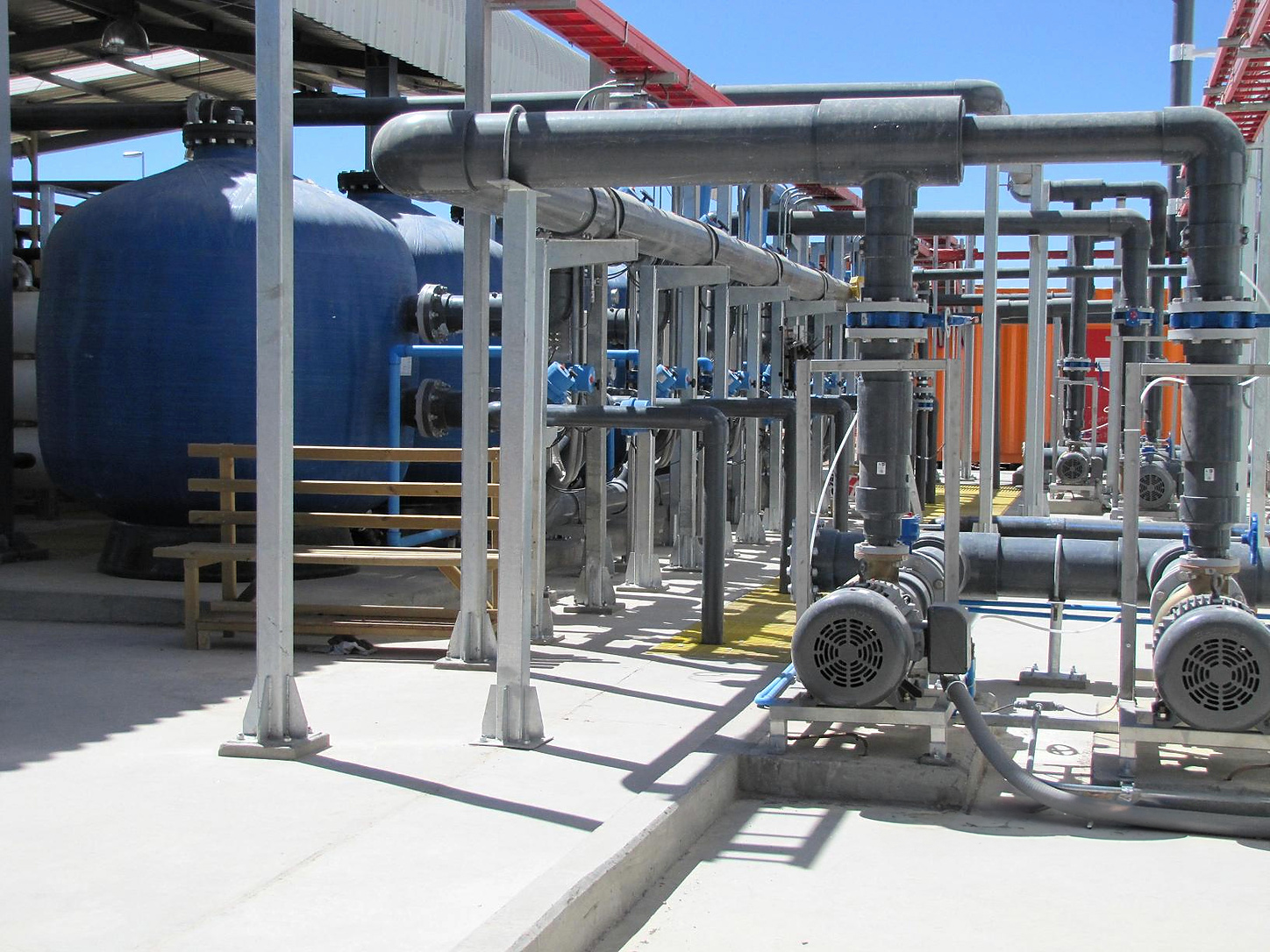 Industrial water treatment piping system