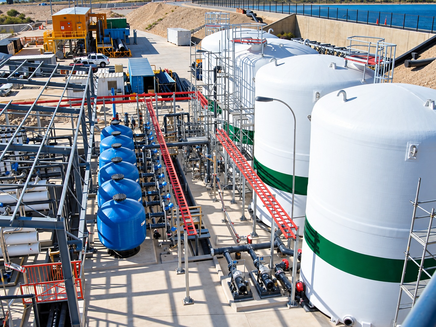 Industrial water treatment storage tank facility