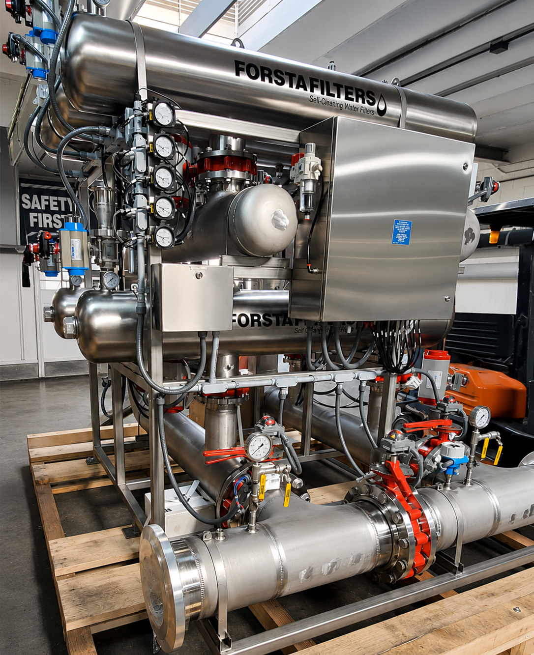 Self cleaning industrial water filtration system