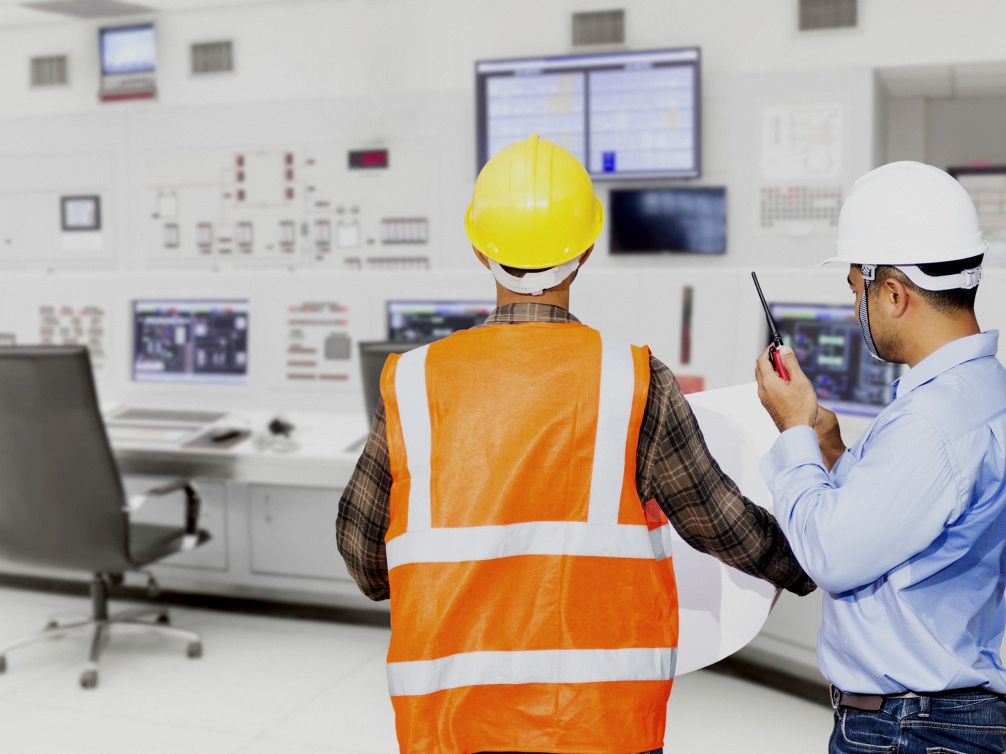 Water treatment control room technicians
